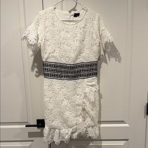 Bardot White Lace Dress with Black Accents